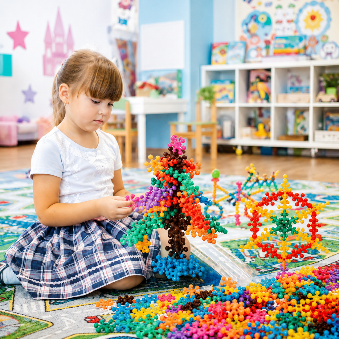 Snowflake Interlocking Building Blocks for Kids, Creative Construction Disc Set, Educational STEM Learning Toy, DIY Puzzle Building Blocks for Boys & Girls