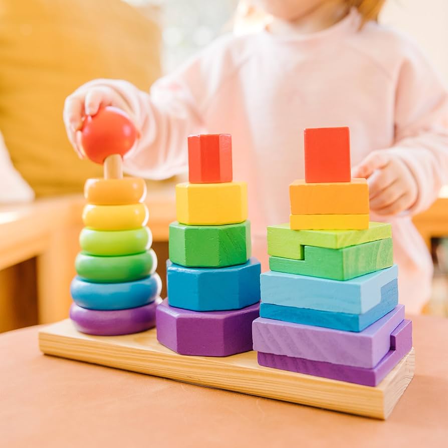 Geometric Wooden Toy Stacker