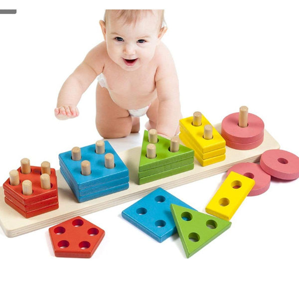 5 Column Wooden Geometric Shape Matching Toy