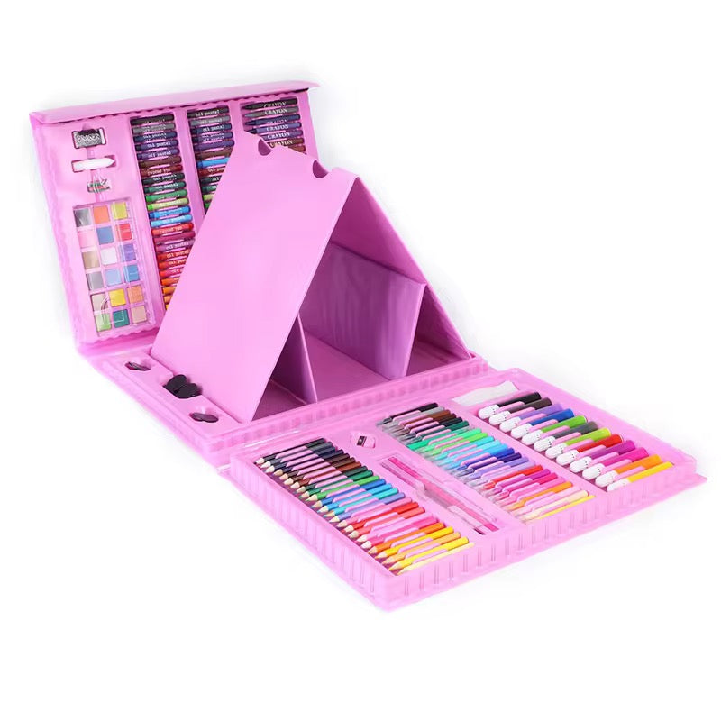 208 PCS Kids Art & Drawing Set – Multi-Functional School Supplies Kit with Crayons, Ruler, Coloring & Sketching Tools