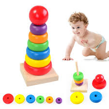 Wooden Rainbow Stacker Ring Toy – Educational Toy for Kids