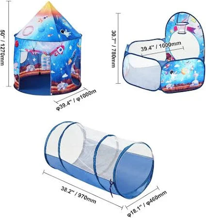 3 in 1 Tunnel Tent House For Kids (WITH 50 SOFT BALLS )